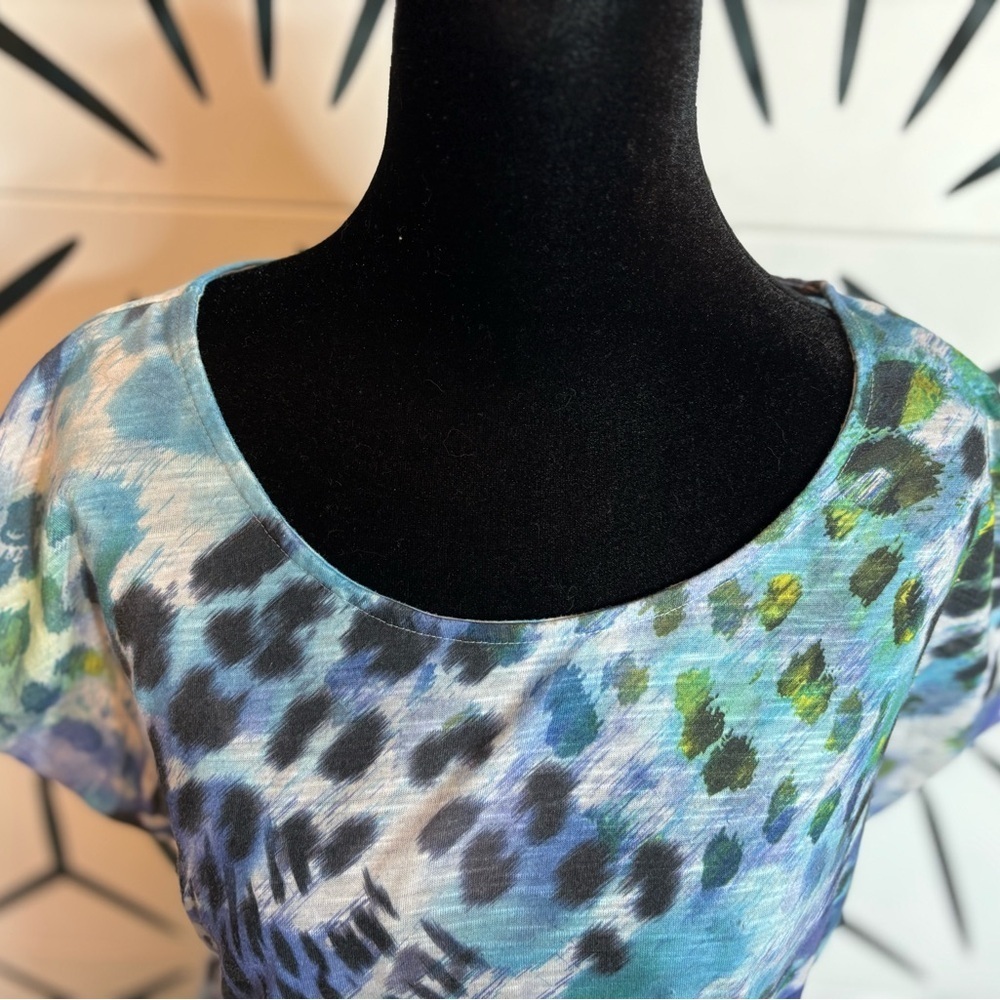 Apt. 9 Blue Watercolor Short-Sleeve T-Shirt Women’s Size M - Picture 3 of 9
